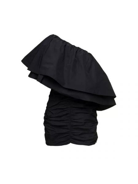 Плиссированное платье на одно плечо Rotate черное