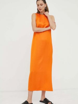 Sukienka długa Samsoe Samsoe pomarańczowa