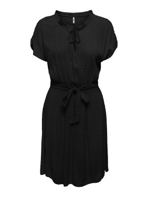 Jednofarebné viskózové priliehavé mini šaty Jdy - čierna