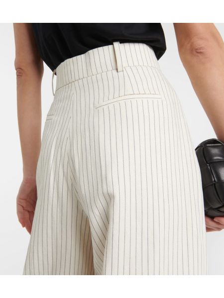 Βαμβακερό λινό παντελόνι σε φαρδιά γραμμή Frame λευκό
