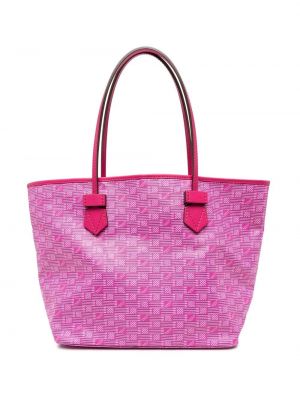 Кожени шопинг чанта с принт Moreau розово