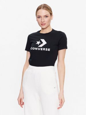 Csillag mintás virágos slim fit póló Converse fekete