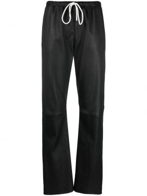 Kožené kalhoty s vysokým pasem s kapsami Sprwmn - černá