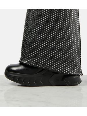 Usnjene gumijasti škornji z žeblji Givenchy črna