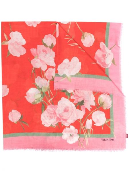 Bufanda de flores con estampado Valentino rosa