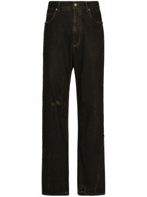 Pantaloni cu picior drept din bumbac Dolce & Gabbana negru