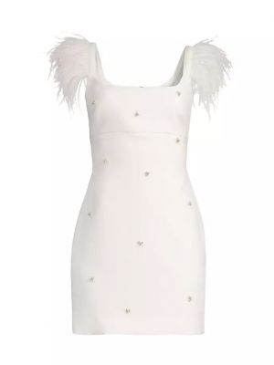 Платье мини с перьями Likely белое