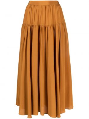Hedvábné midi sukně na zip s kapsami Ulla Johnson - oranžová