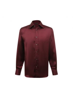 Шелковая рубашка из вискозы Tom Ford бордовая