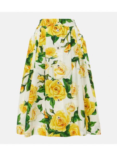 Pamučna midi suknja s cvjetnim printom Dolce&gabbana
