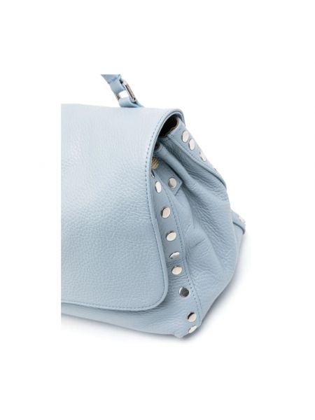 Bolsa de hombro de cuero con tachuelas Zanellato azul