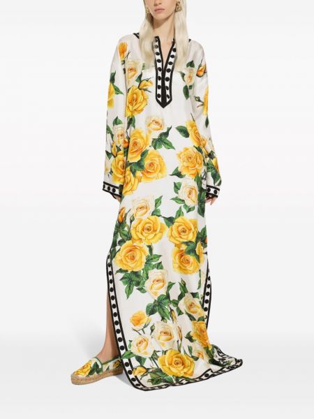 Hedvábné dlouhé šaty s potiskem Dolce & Gabbana