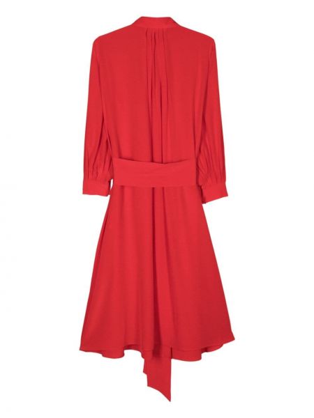 Plisované hedvábné midi šaty Kiton červené