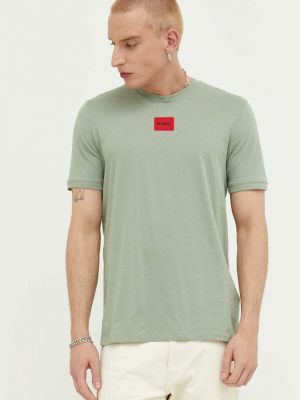 Тениска с дълъг ръкав с апликация Hugo зелено
