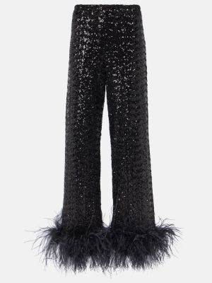 Pantalones con plumas bootcut de plumas Oséree negro