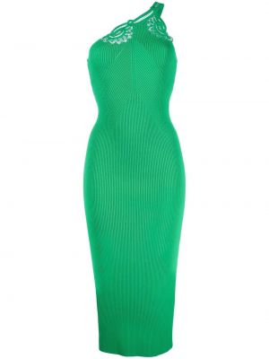 Πλεκτή φόρεμα με κέντημα Self-portrait πράσινο