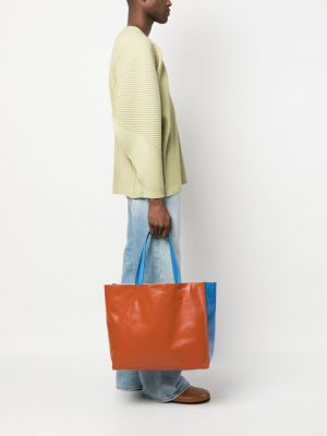 Leder shopper handtasche mit print Marni
