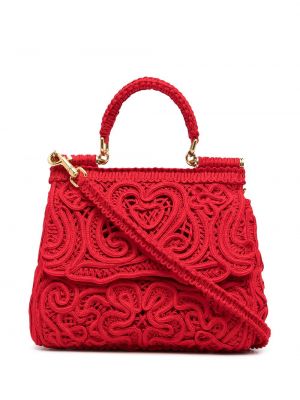 Bolso shopper de encaje Dolce & Gabbana rojo