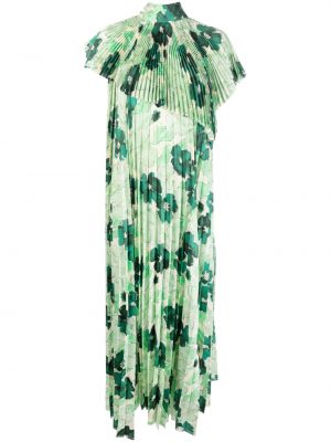 Плисирана рокля на цветя с принт Plan C зелено