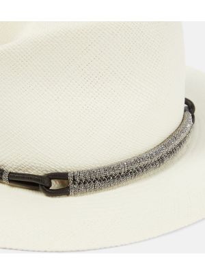 Kožený klobúk Brunello Cucinelli biela