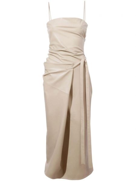 Leder wickelkleid Proenza Schouler beige