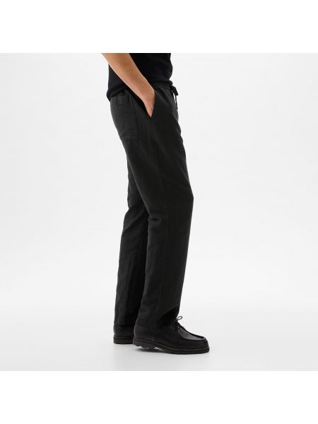 Lněné kalhoty Gap černé