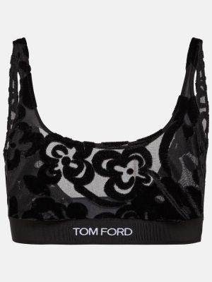 Braletka w kwiatki tiulowy Tom Ford czarny