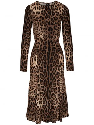 Večerna obleka s potiskom z leopardjim vzorcem Dolce & Gabbana
