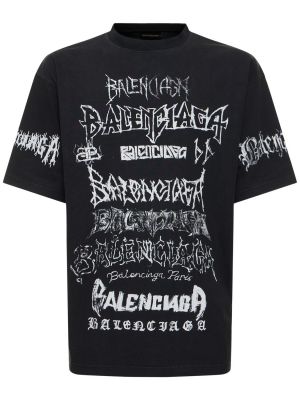 T-shirt aus baumwoll mit print Balenciaga schwarz