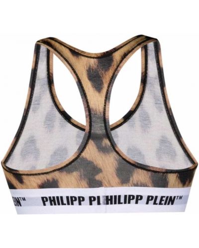 Biustonosz z nadrukiem w panterkę Philipp Plein brązowy