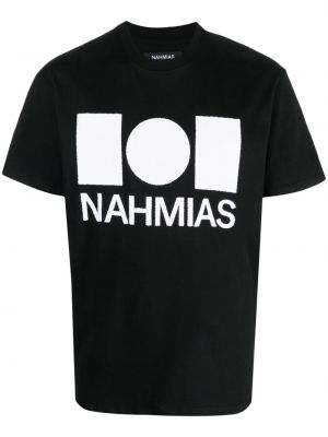 Raštuotas medvilninis marškinėliai Nahmias juoda