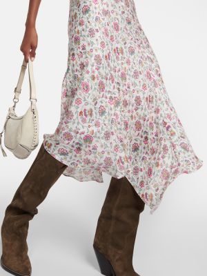 Satenska midi obleka s cvetličnim vzorcem Isabel Marant
