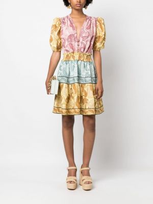 Sukienka koktajlowa z nadrukiem z dekoltem w serek z wzorem paisley Forte Dei Marmi Couture