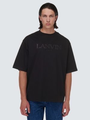 Tricou cu broderie din bumbac Lanvin negru