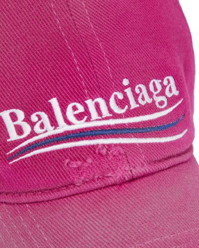Haftowana czapka z daszkiem bawełniana Balenciaga różowa