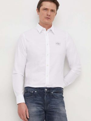 Pamučna traper košulja Calvin Klein Jeans bijela