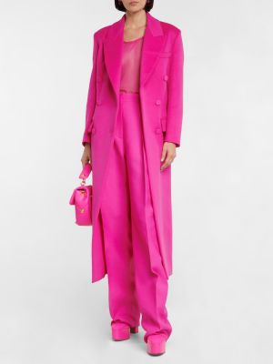 Kašmírový vlněný kabát Valentino růžový