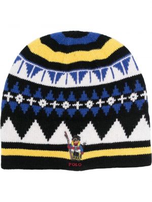 Bonnet en tricot à imprimé Polo Ralph Lauren noir