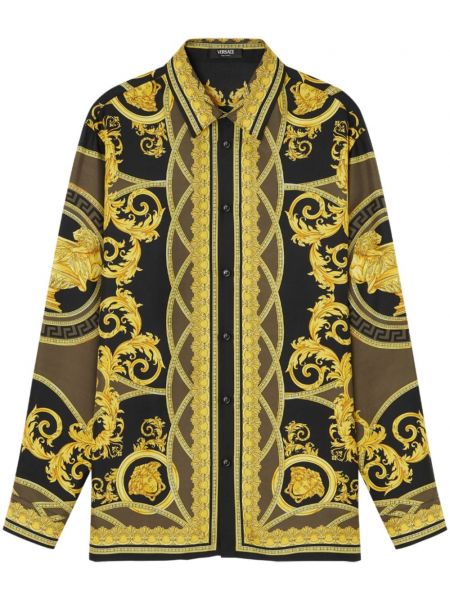 Seiden langes hemd mit print Versace