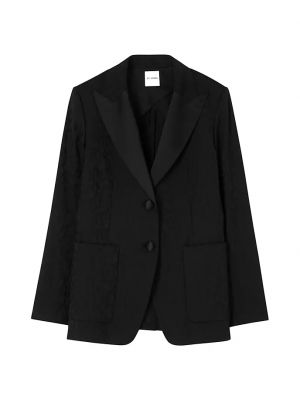 Жаккардовый леопардовый шерстяной пиджак St. John черный
