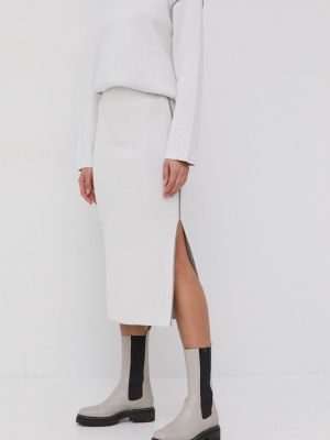 Vlněná sukně Victoria Victoria Beckham bílá barva, midi, jednoduchá