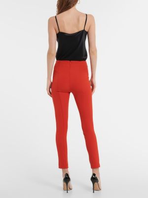 Rovné kalhoty s vysokým pasem skinny fit Veronica Beard červené