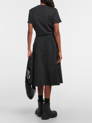 Βαμβακερή μίντι φόρεμα Moncler μαύρο