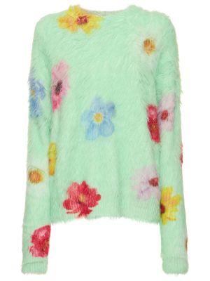 Oversize džemperis ar ziediem Acne Studios zaļš