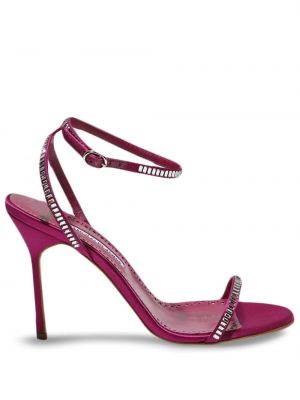 Saténové sandále Manolo Blahnik ružová