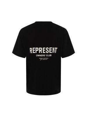 Camiseta de algodón con estampado de tela jersey Represent negro