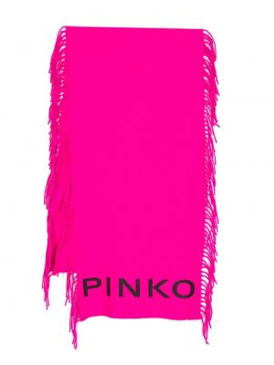Šál s třásněmi s potiskem Pinko růžový