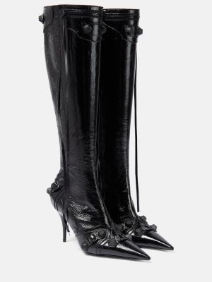 Stivali di gomma di pelle Balenciaga nero