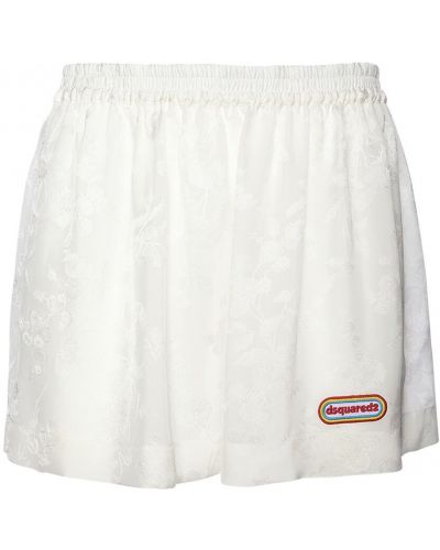 Mini spódniczka z wiskozy żakardowa Dsquared2 biała