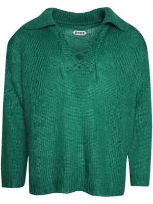 Čipkovaný šnurovací sveter Bode zelená